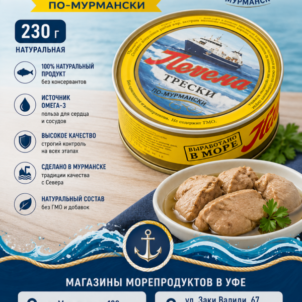 Печень трески Чамопа жб 230 гр Мурманск