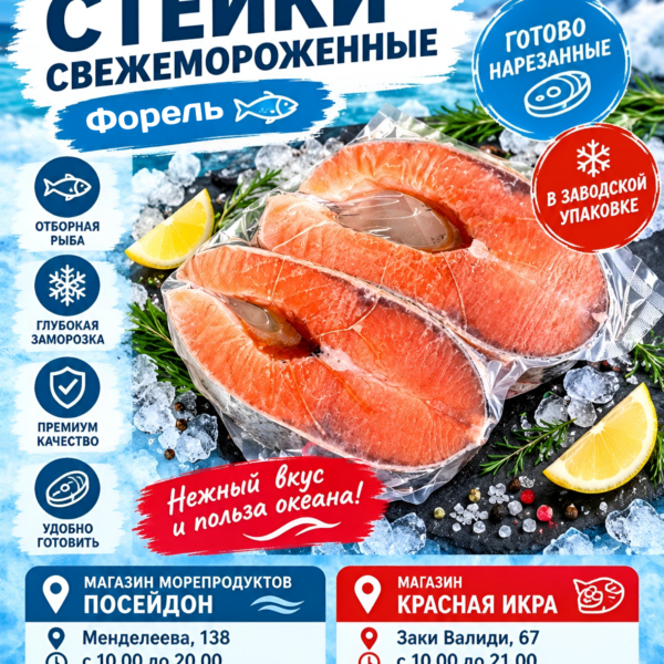 Стейки свежемороженные готово нарезанные фасованные
