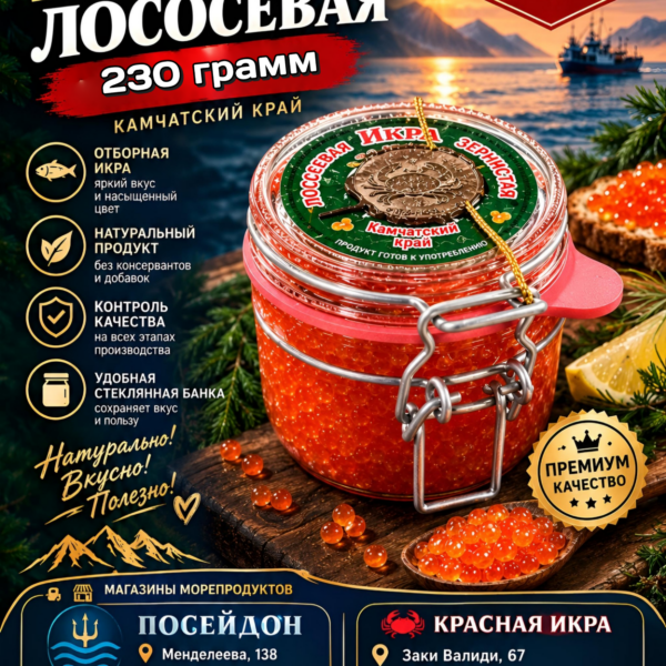 Икра лососевая Горбуша Кихчик - 230 гр.