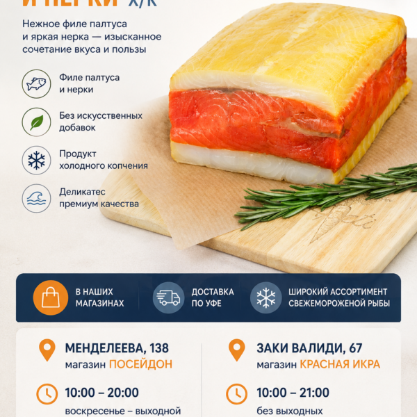 Рулет рыбный филе Палтуса и нерки х/к