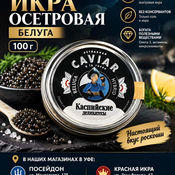 Икра Осетровая Белуга 100 гр